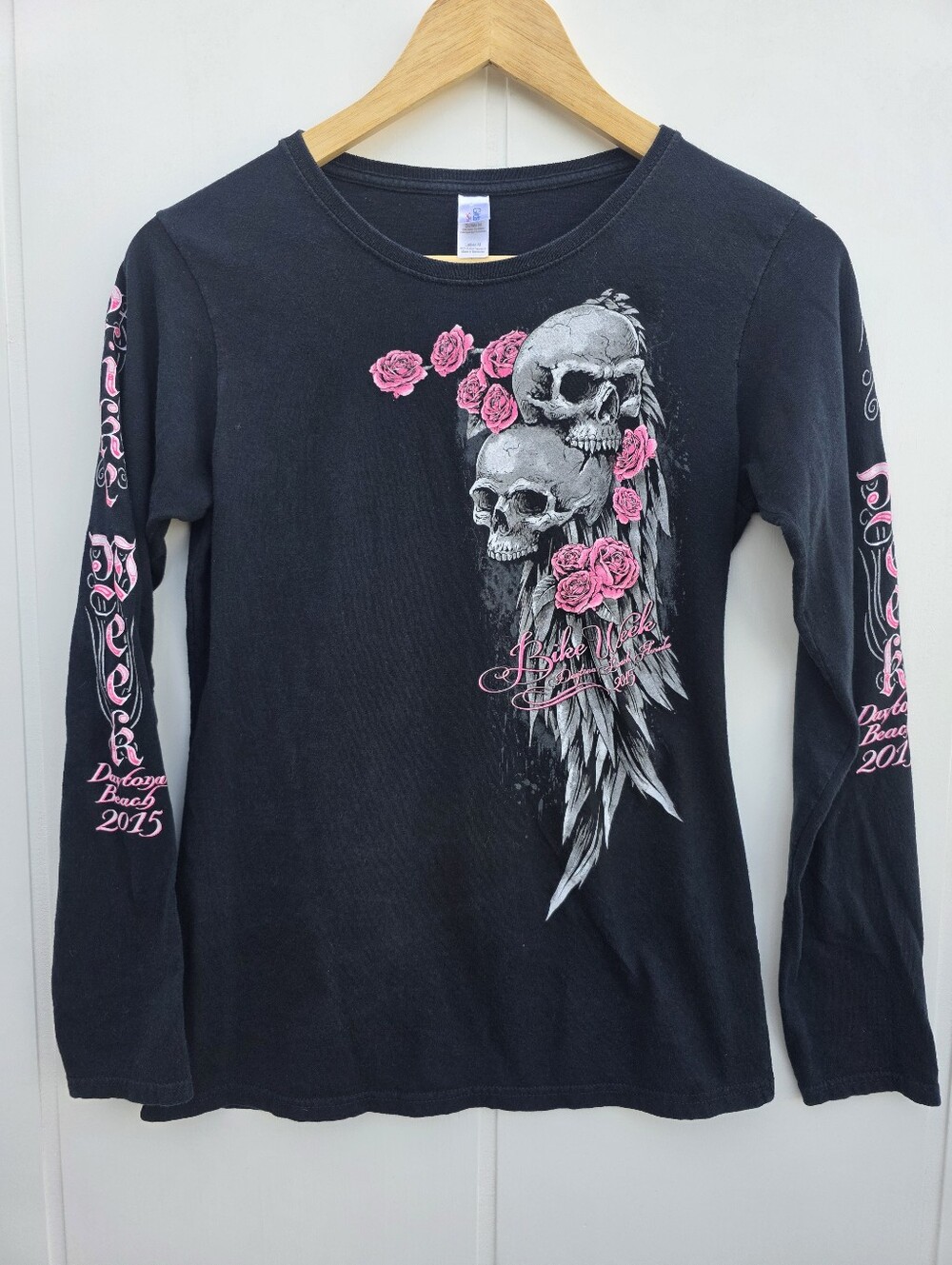 Gildan Daytona Beach 2015 Motorcycle Bike Week Black Long Sleeve Shirt Medium